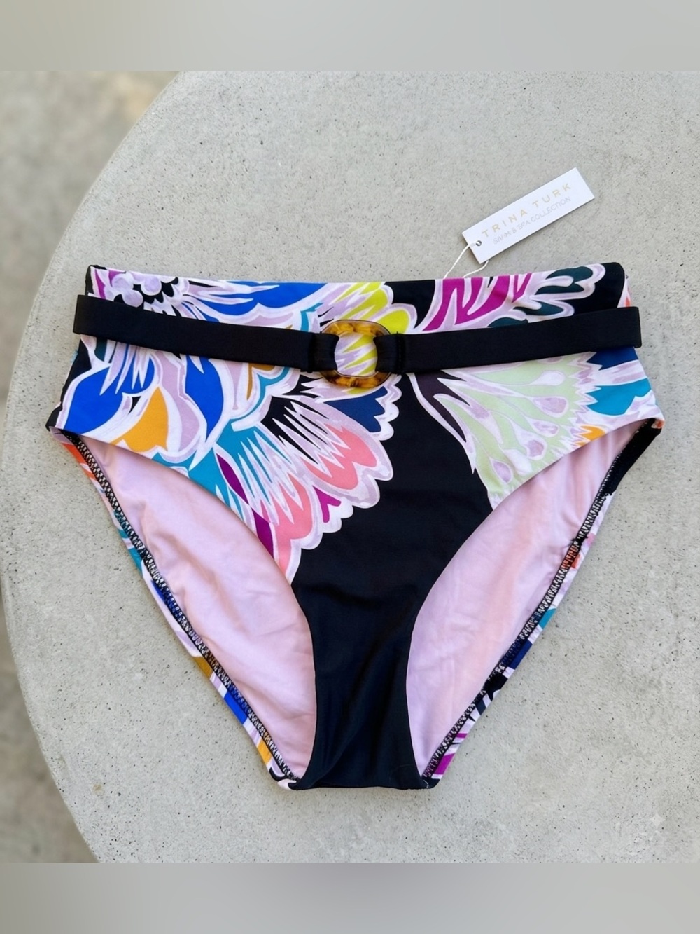 NWT Trina Turk Seychelles Belted High Waist Bikini Bottom Size 8